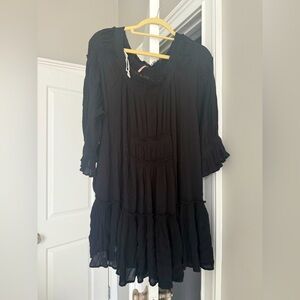 Free People Black Ruffled Dress